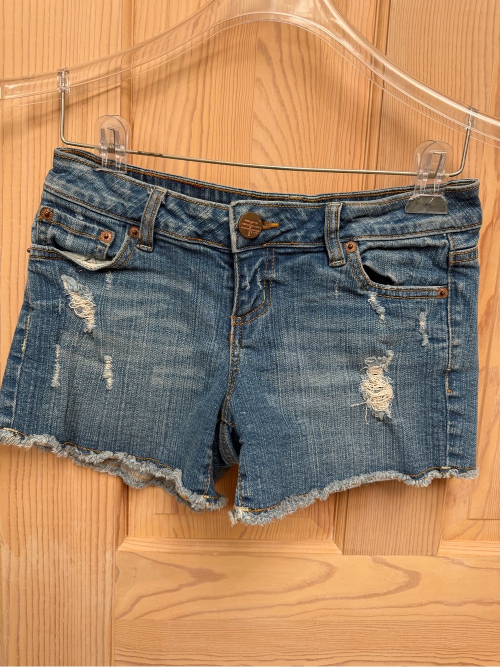 Distressed Blue Denim Jean Shorts